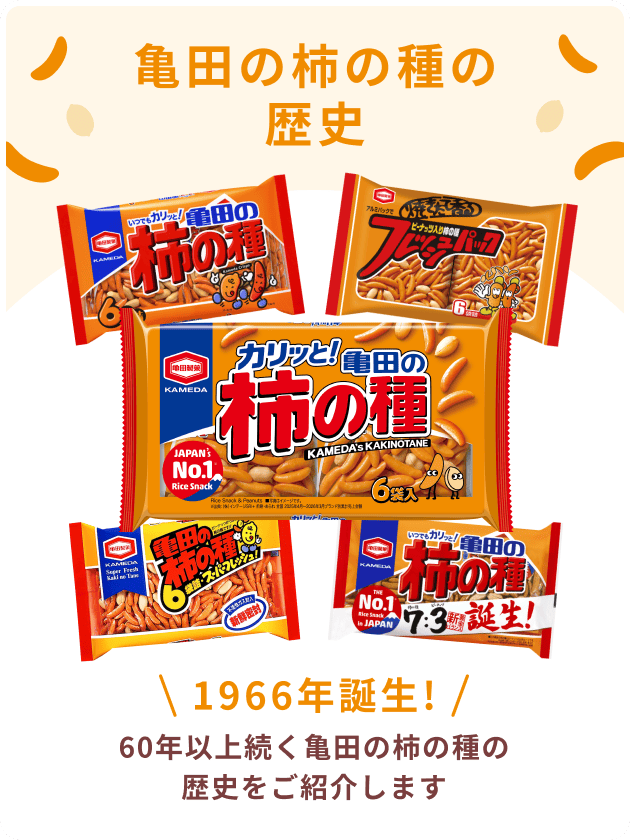 亀田の柿の種の歴史「1966年誕生！」60年以上続く亀田の柿の種の歴史をご紹介します
